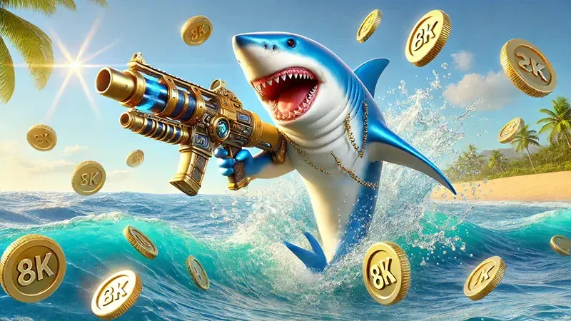 Ilustrasi permainan tembak ikan dengan suasana bawah laut